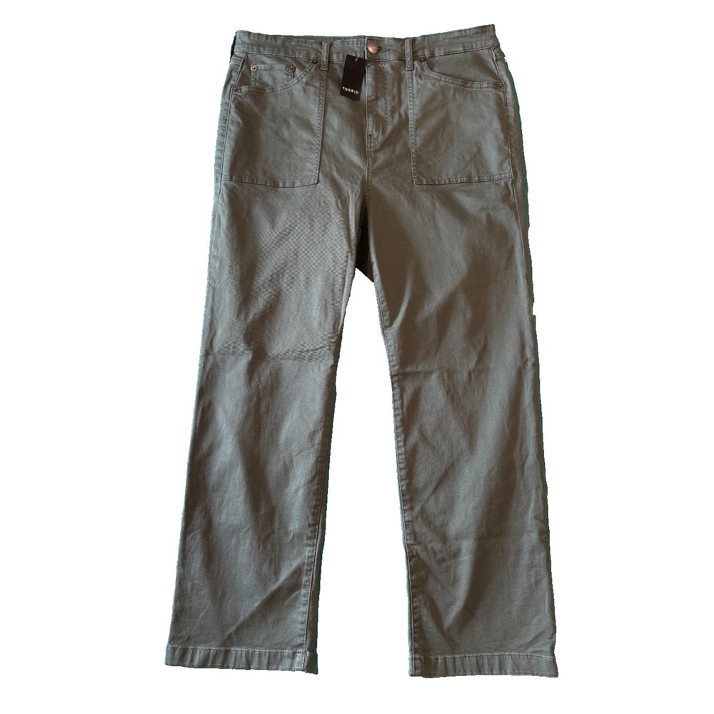 NWT Torrid High Rise Straight Utility Ankle Stretch Chinos Green 16R MSRP $75.90